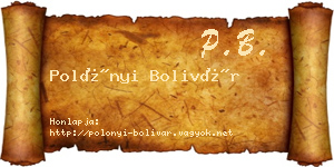 Polónyi Bolivár névjegykártya